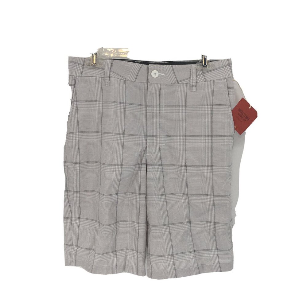 Mens Golf Dress Grey White Black Plaid Flat Front Casual Shorts 30" 32"